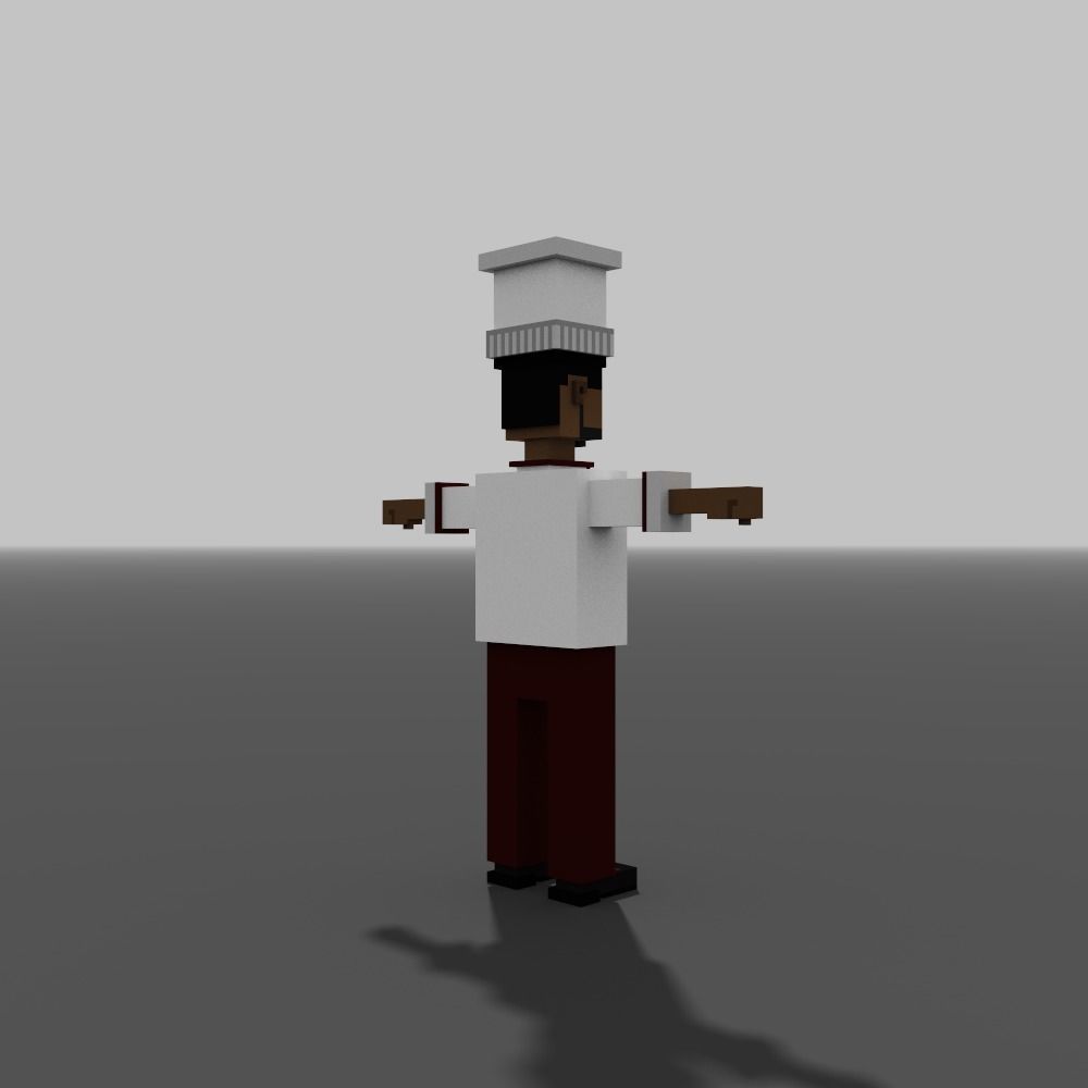 Voxel Cooker Low-poly 3D model_5