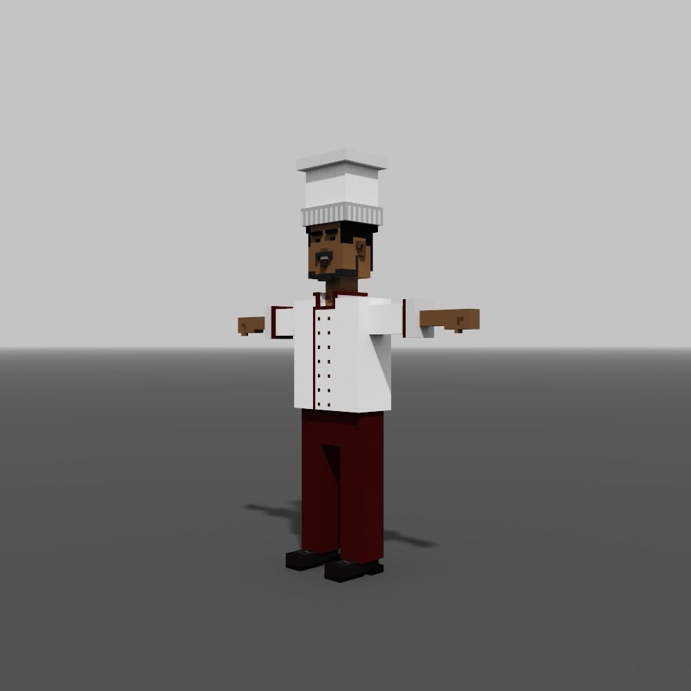 Voxel Cooker Low-poly 3D model_1