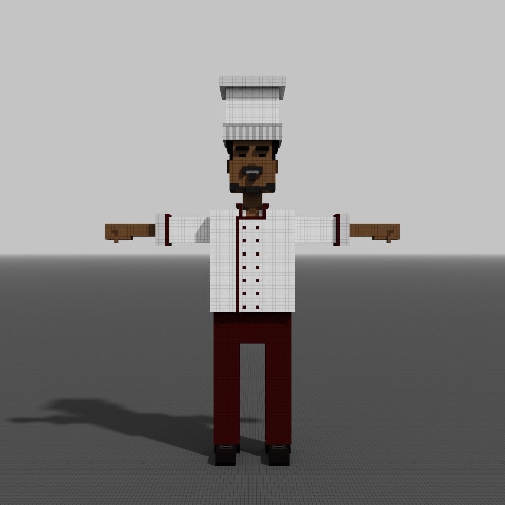 Voxel Cooker Low-poly 3D model_8