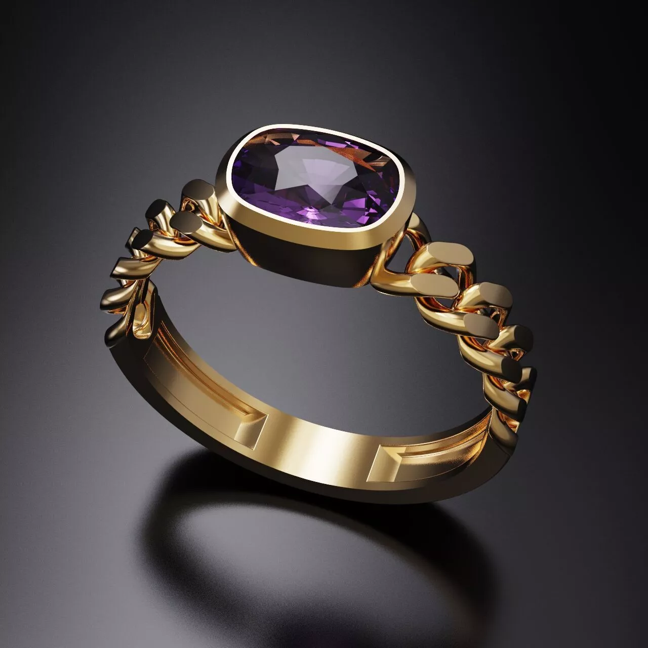 ametis amethyst ring gold 3D print model