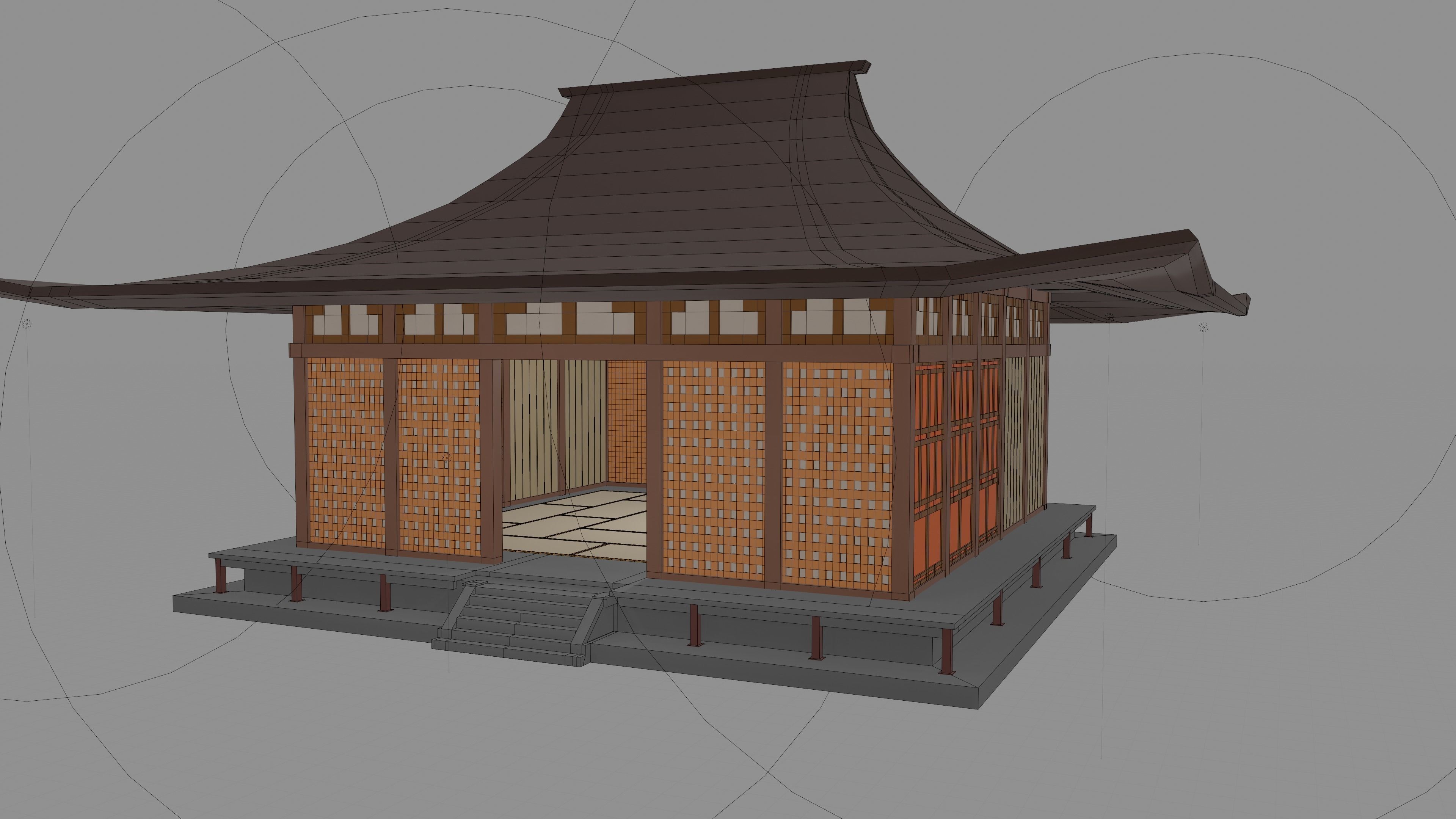 Small Temple in oriental style Low-poly 3D model_6