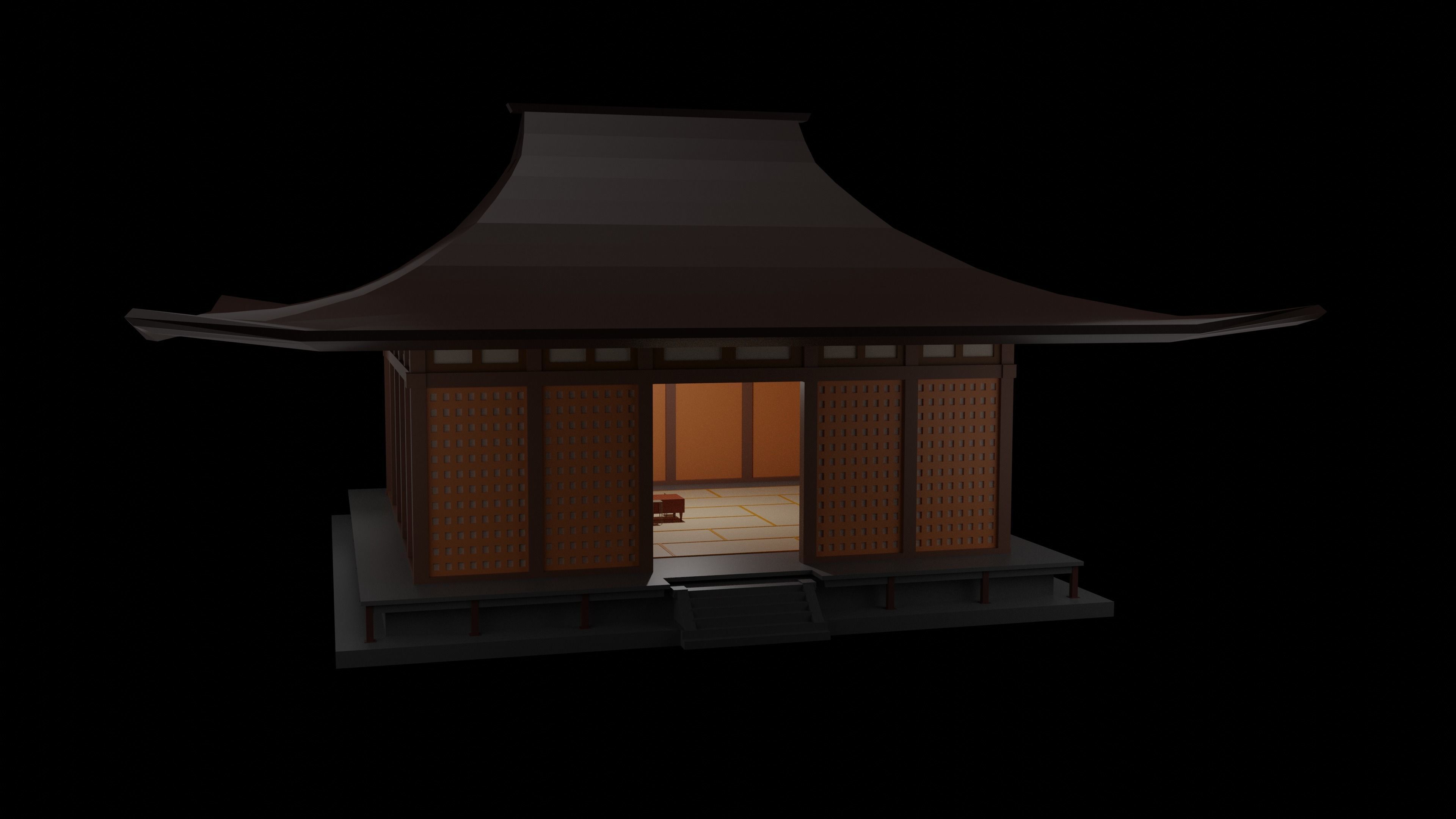 Small Temple in oriental style Low-poly 3D model_1