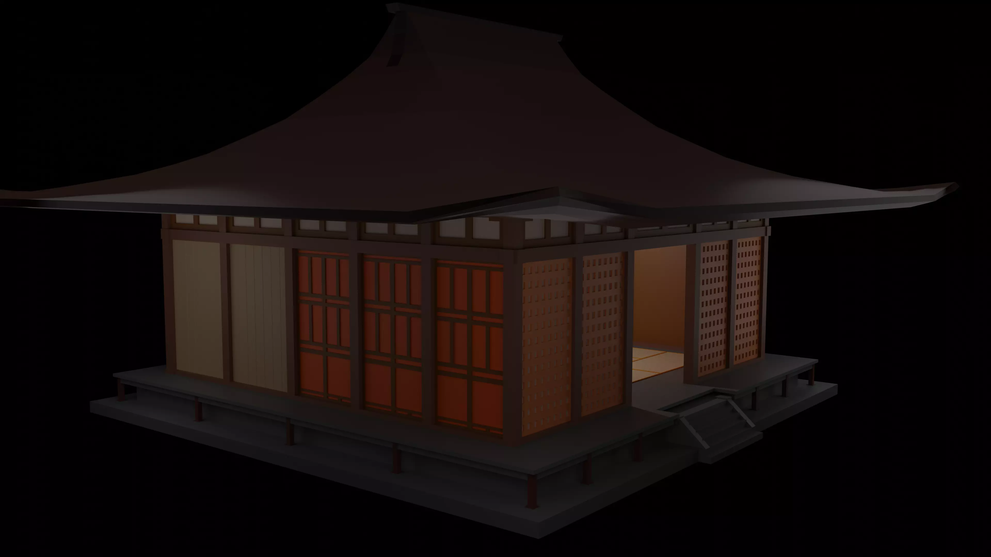 Small Temple in oriental style Low-poly 3D model_0