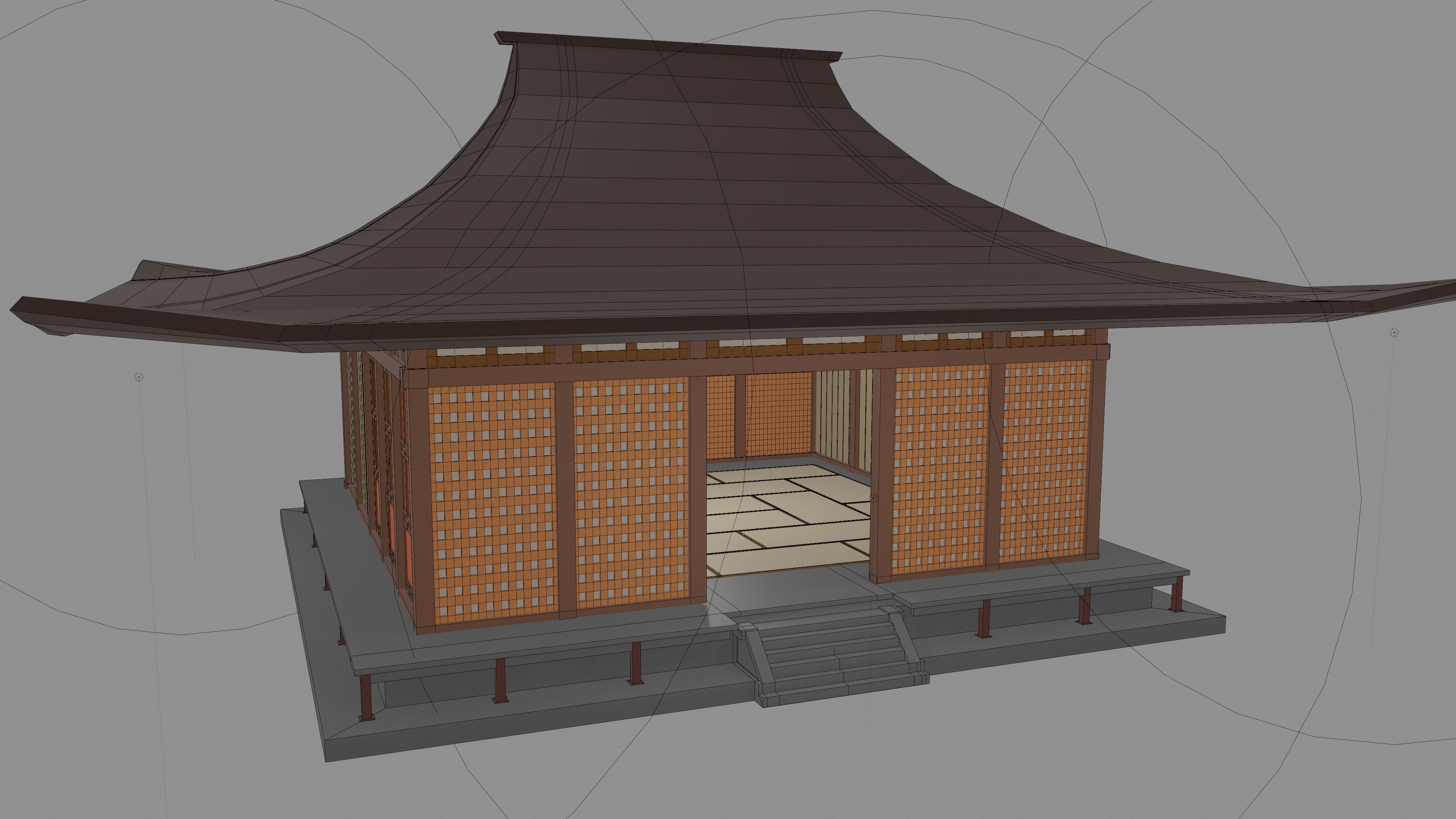 Small Temple in oriental style Low-poly 3D model_5