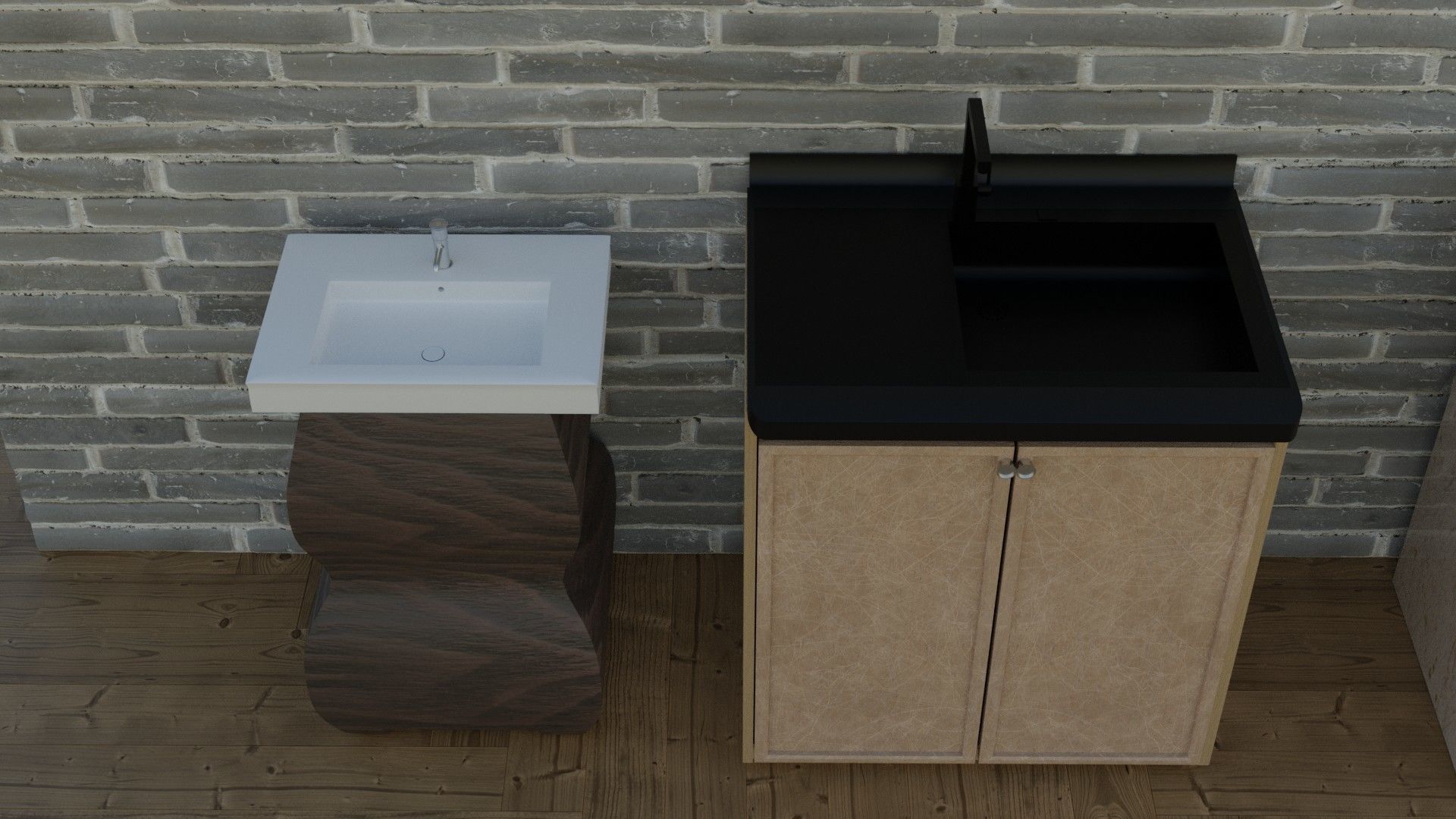 3d pack of washbasins and sinks for the interior 3D model_3