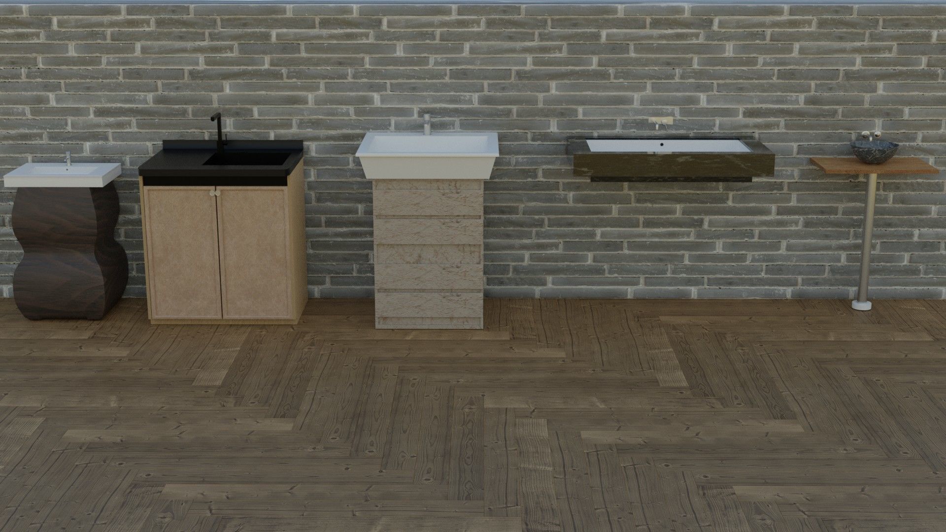 3d pack of washbasins and sinks for the interior 3D model_2