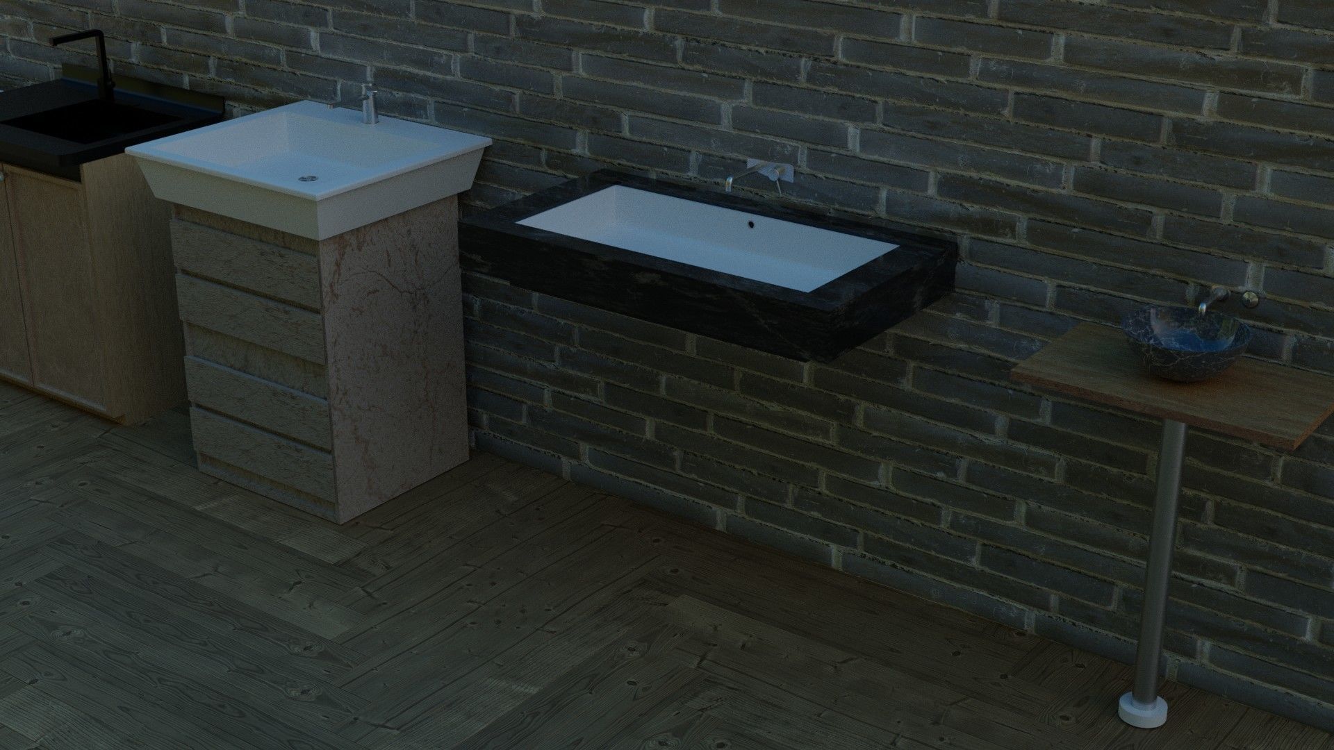 3d pack of washbasins and sinks for the interior 3D model_1