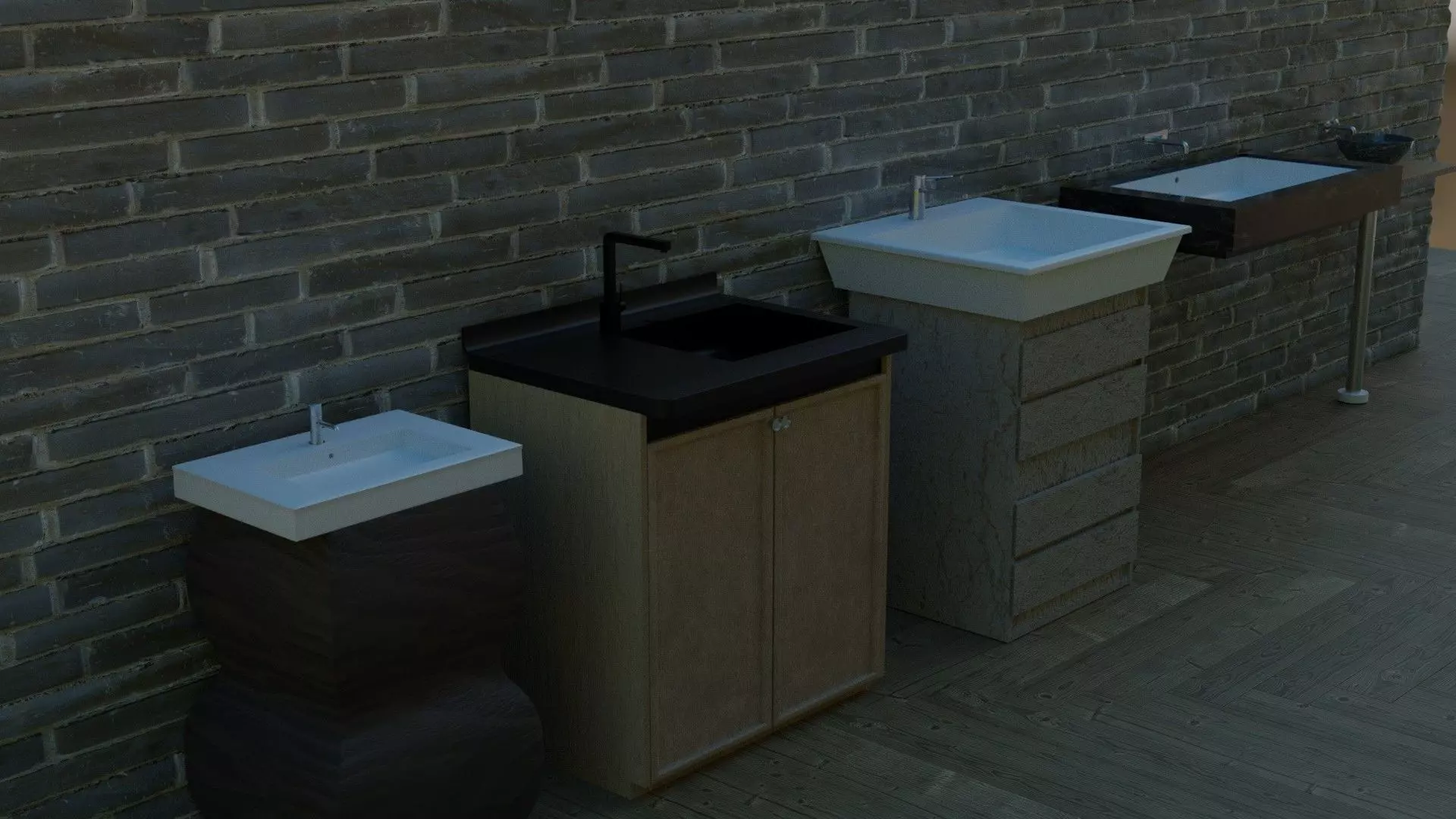 3d pack of washbasins and sinks for the interior 3D model_0