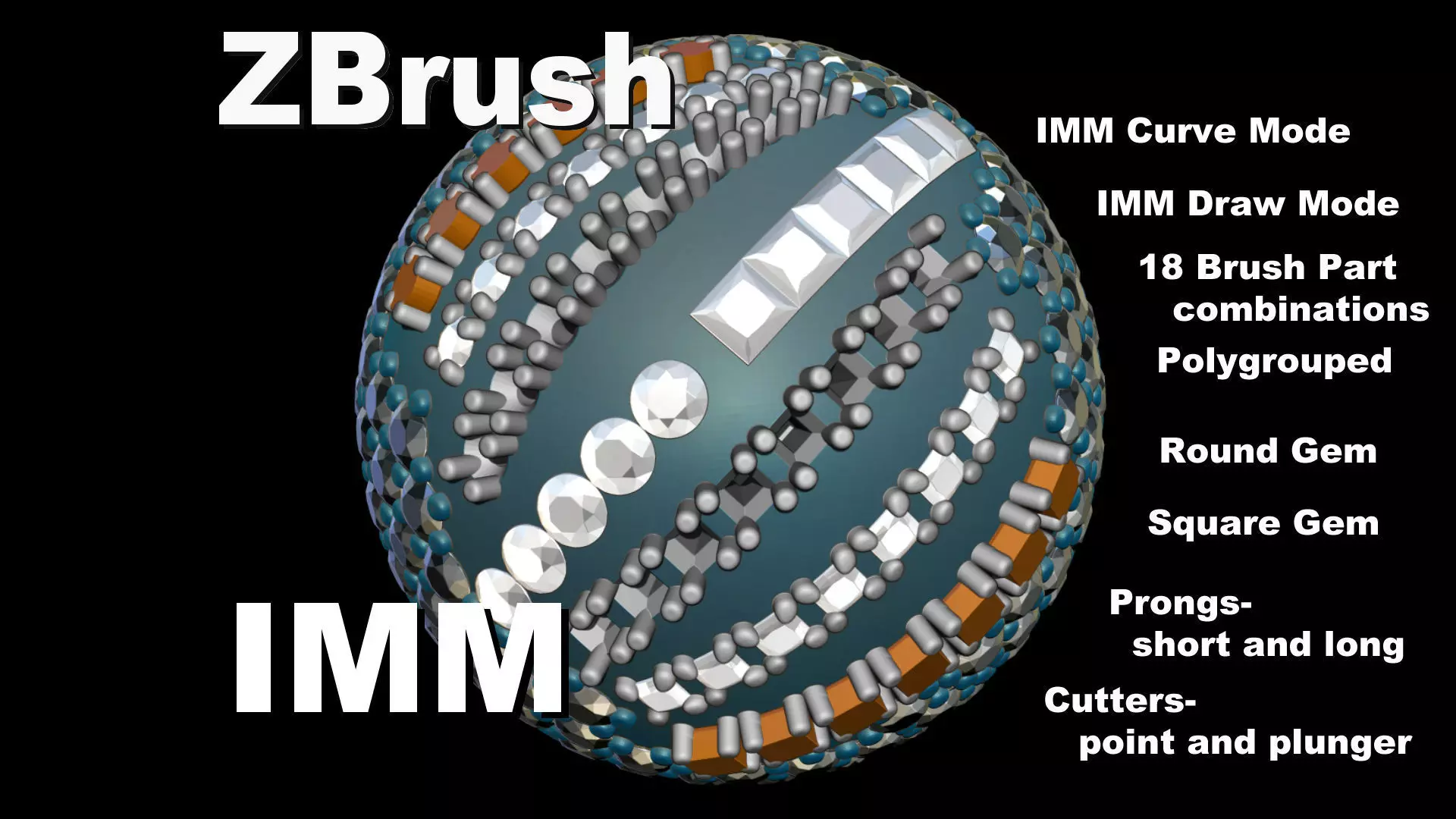 Jewelry Tool- IMM Curve Brush- Gems and Cutters for ZBrush V2 3D print model