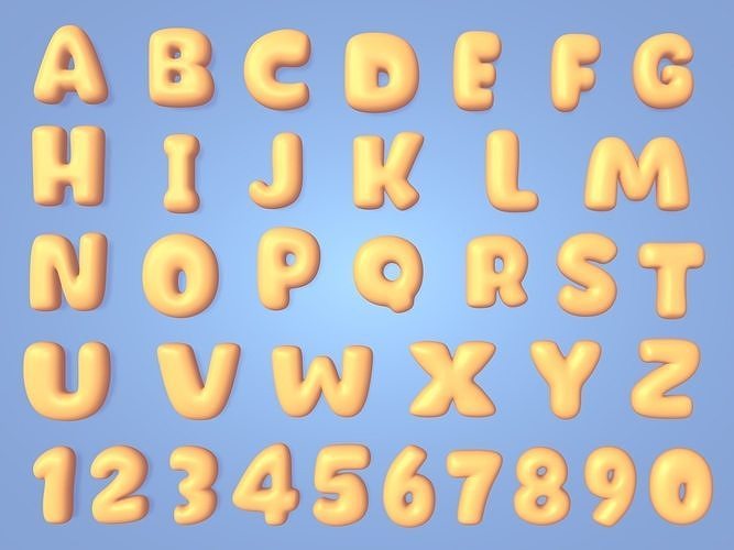 Cartoon Alphabet  Low-poly 3D model
