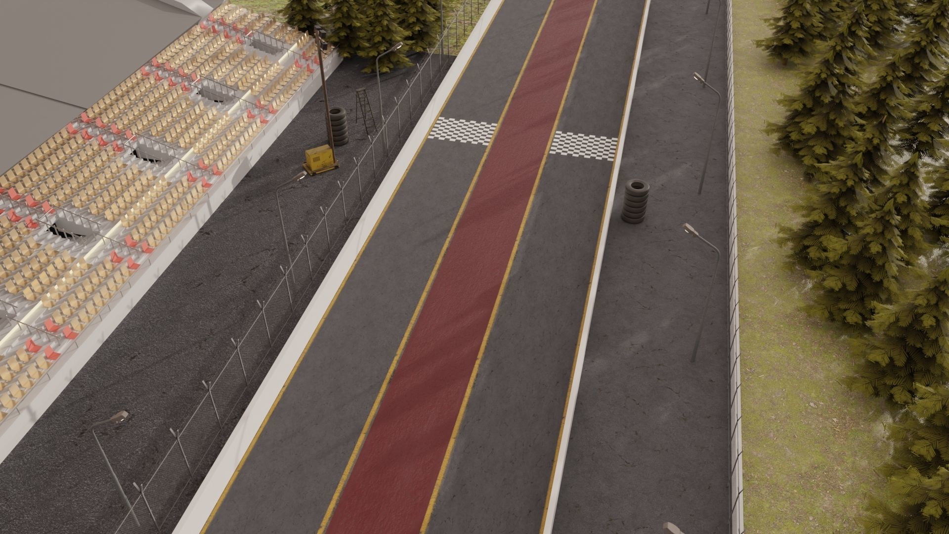 Drag Race - Race Track with 2 Cars Low-poly 3D model_3