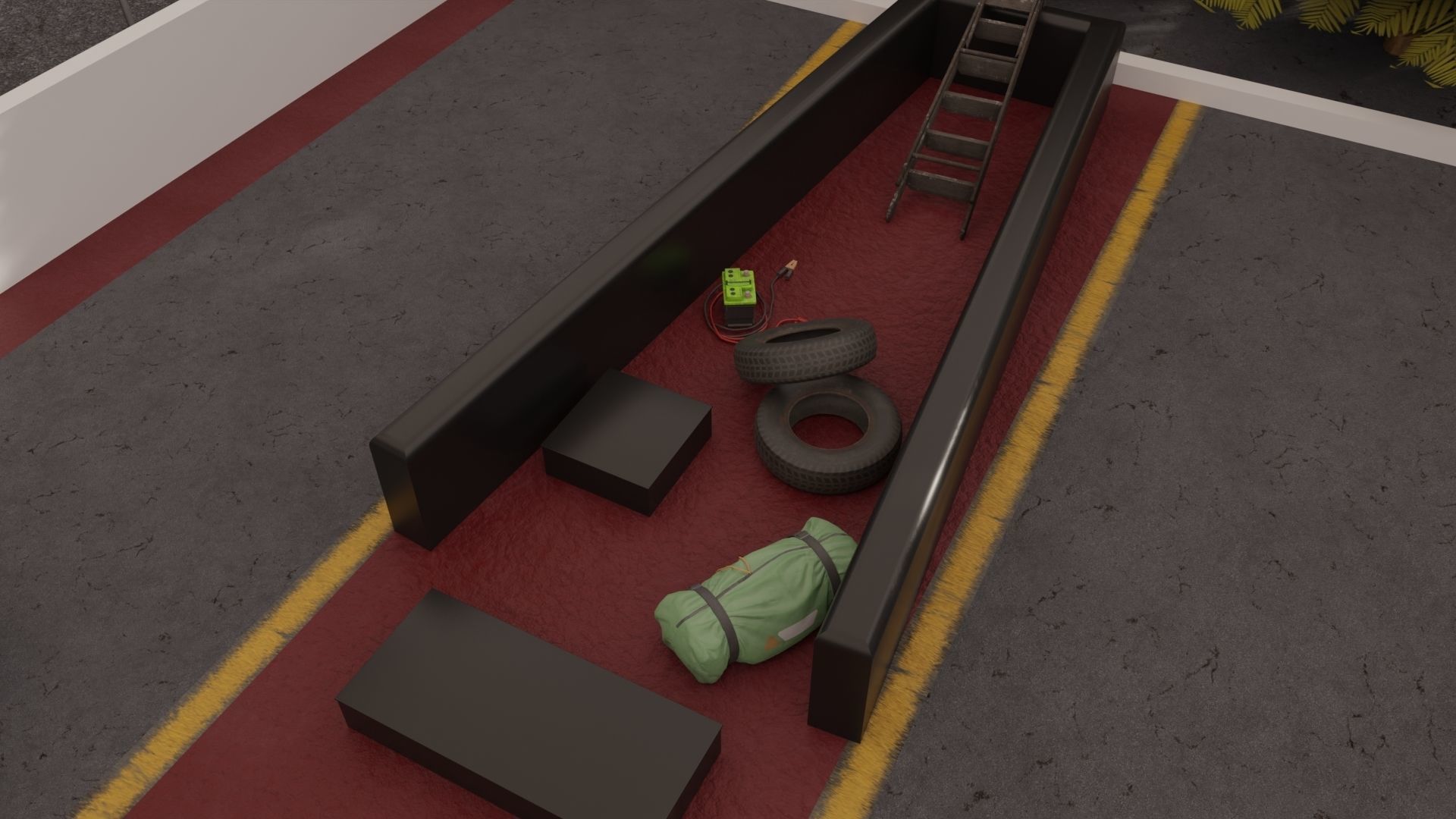 Drag Race - Race Track with 2 Cars Low-poly 3D model_6