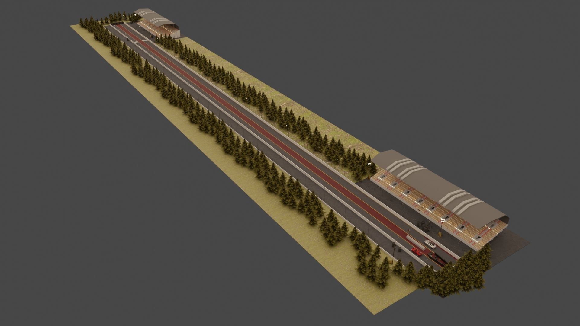 Drag Race - Race Track with 2 Cars Low-poly 3D model_2