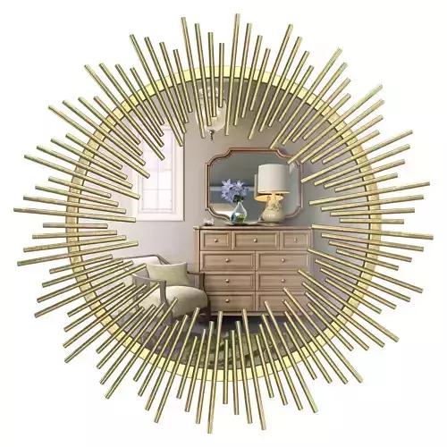 Modern Sunburst Framed Wall Mirror