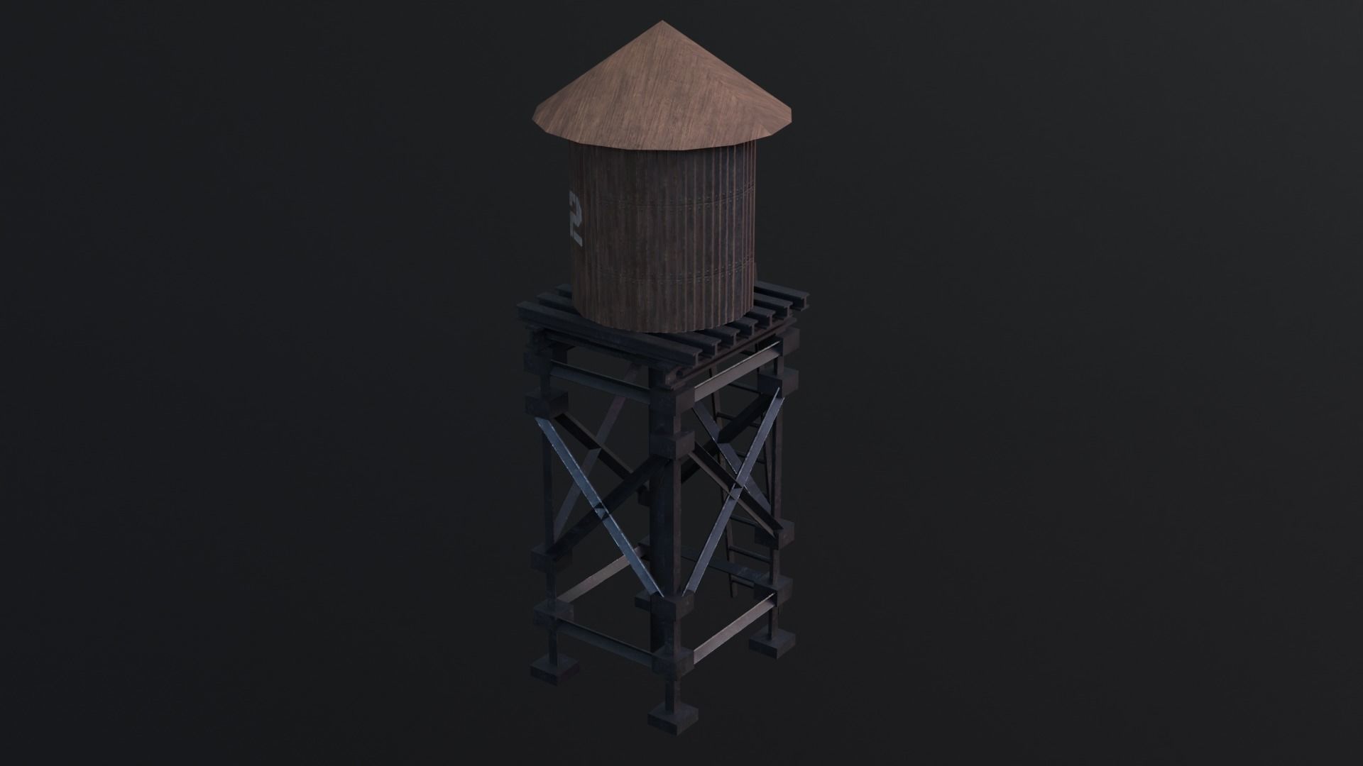 Water Tank - Game Ready - Low Poly - PBR 3D Model Low-poly 3D model_2