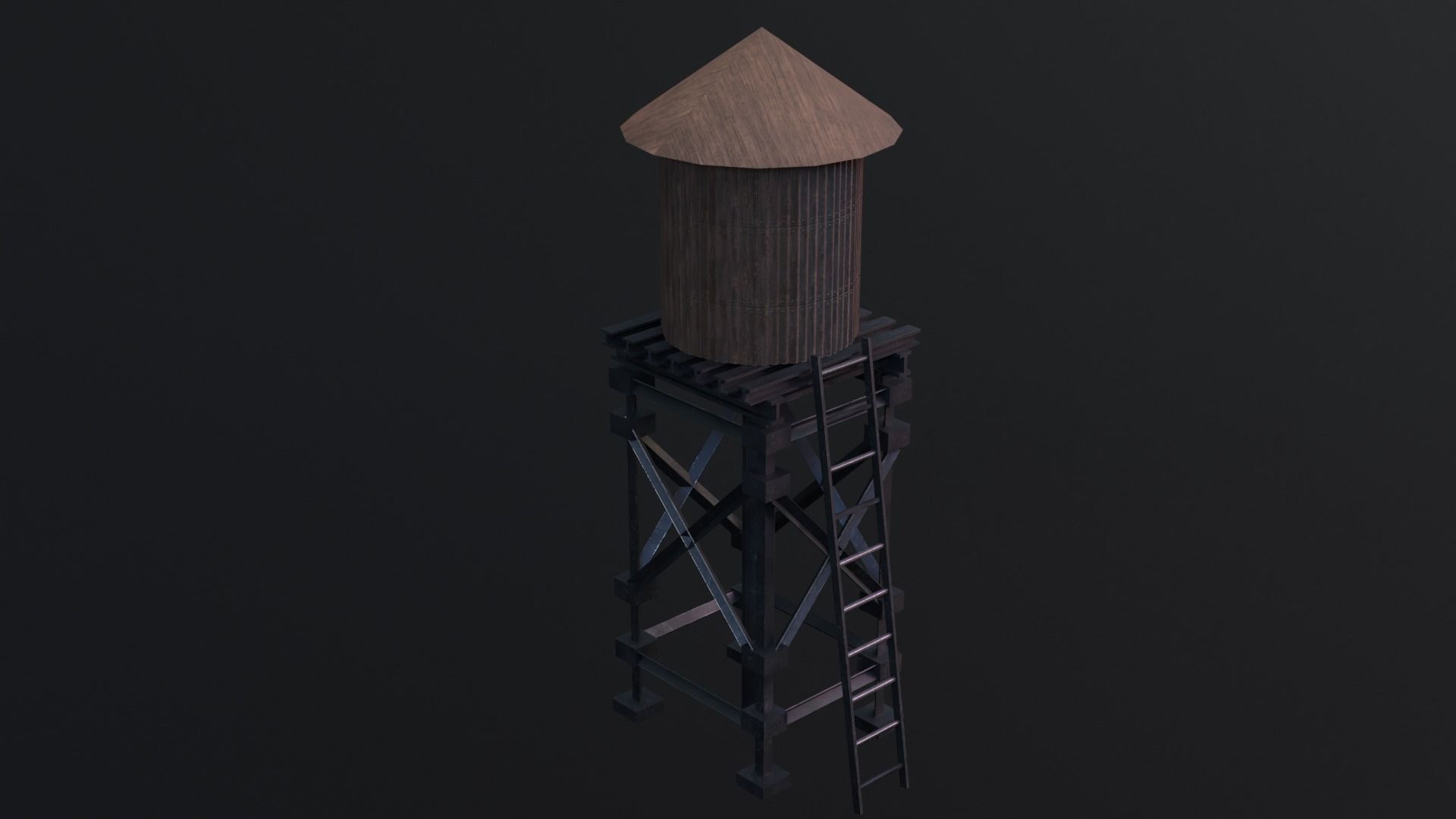 Water Tank - Game Ready - Low Poly - PBR 3D Model Low-poly 3D model_3