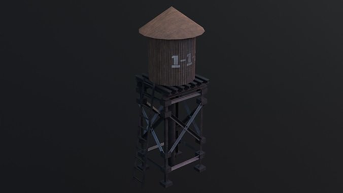 Water Tank - Game Ready - Low Poly - PBR 3D Model Low-poly 3D model