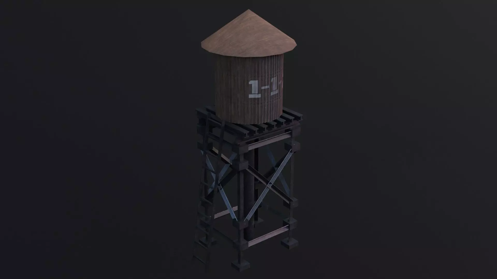 Water Tank - Game Ready - Low Poly - PBR 3D Model Low-poly 3D model_0