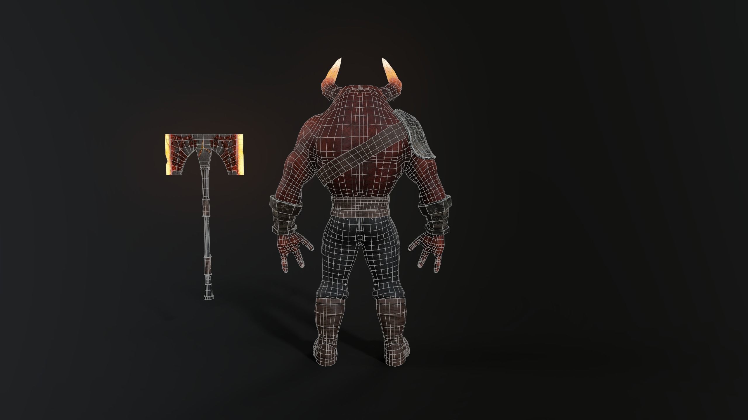 Hell Bull Low-poly 3D model_9