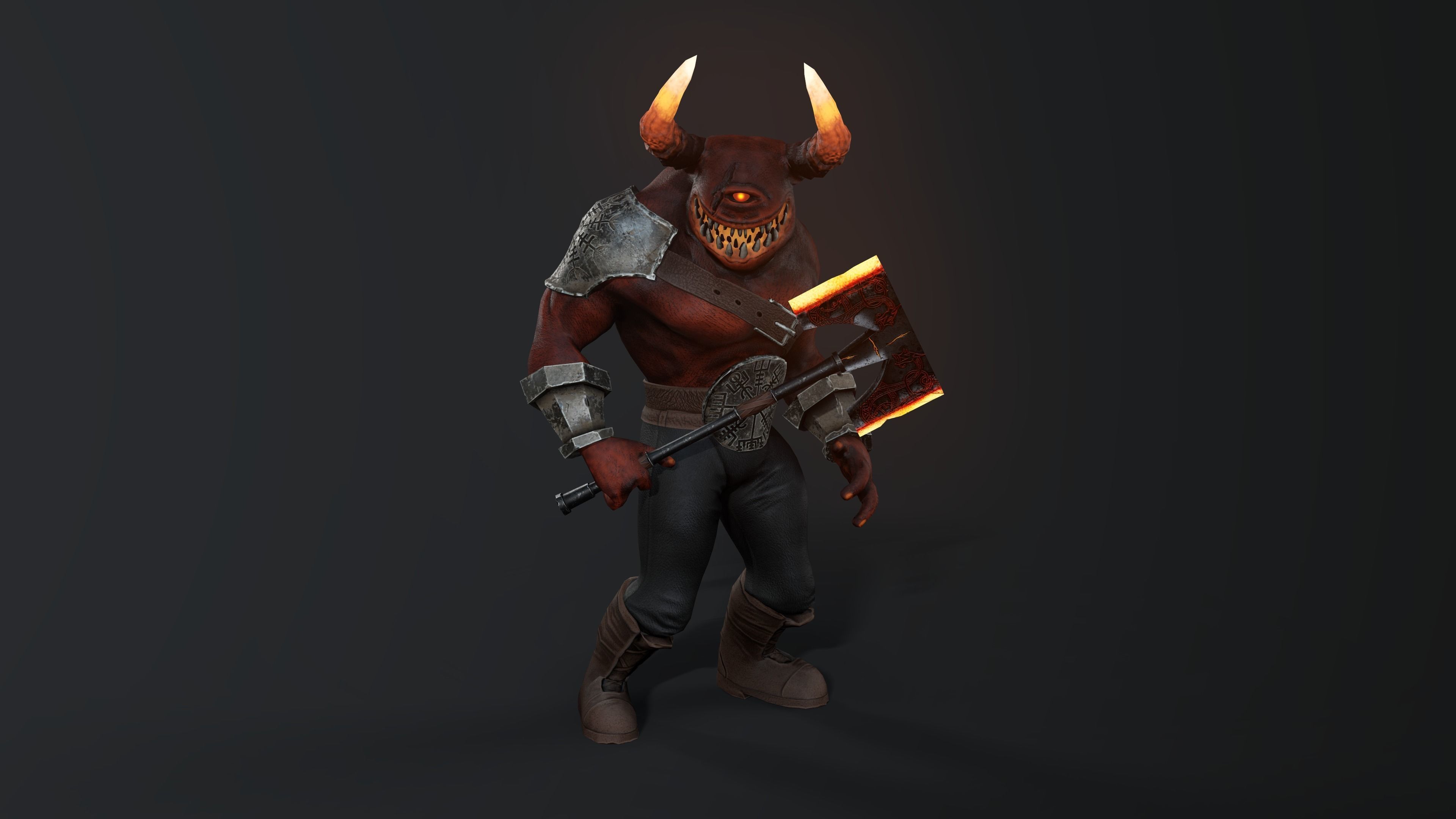 Hell Bull Low-poly 3D model_11