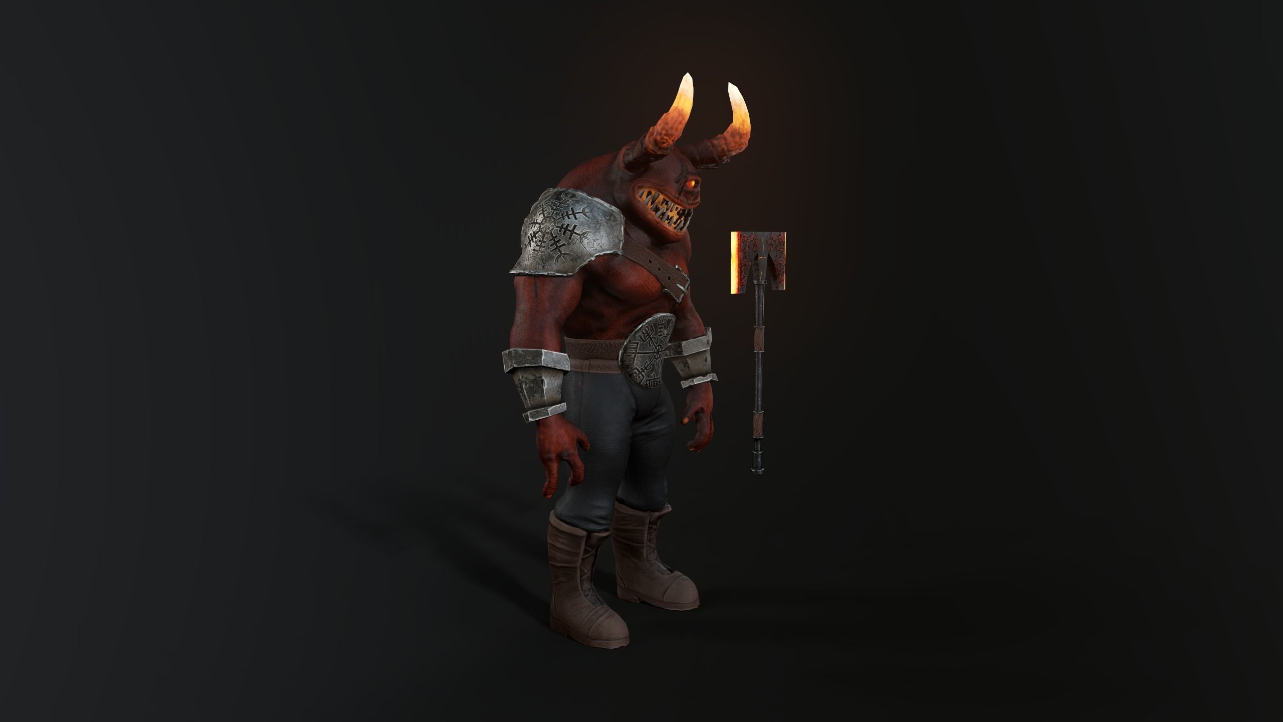 Hell Bull Low-poly 3D model_4