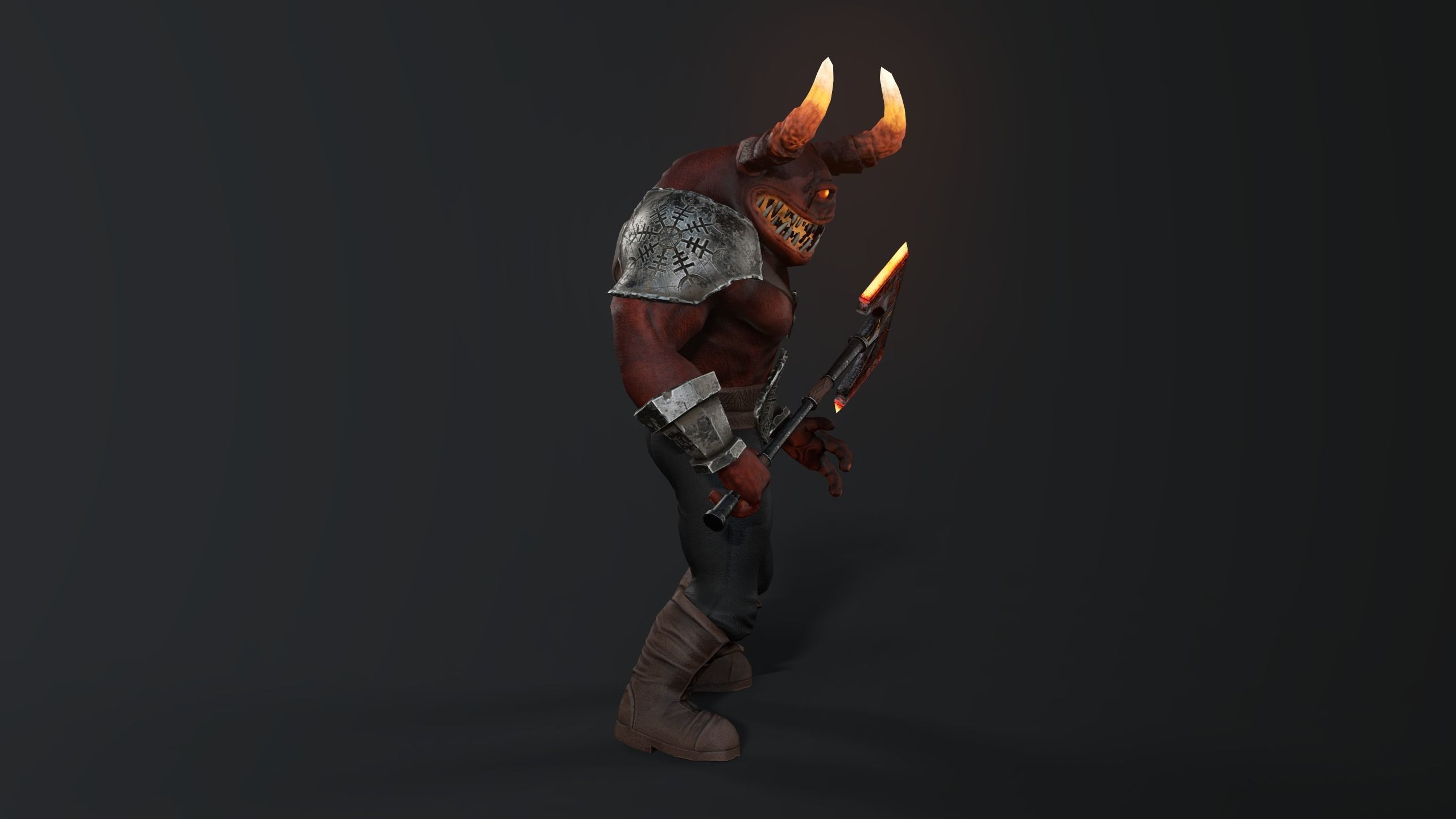 Hell Bull Low-poly 3D model_12