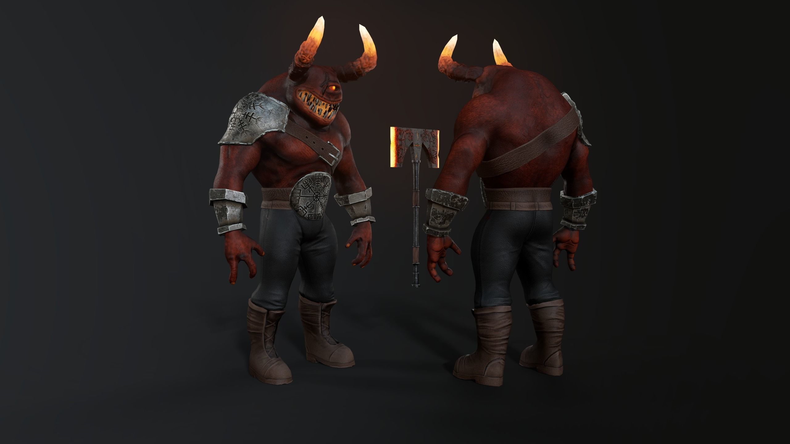 Hell Bull Low-poly 3D model_2