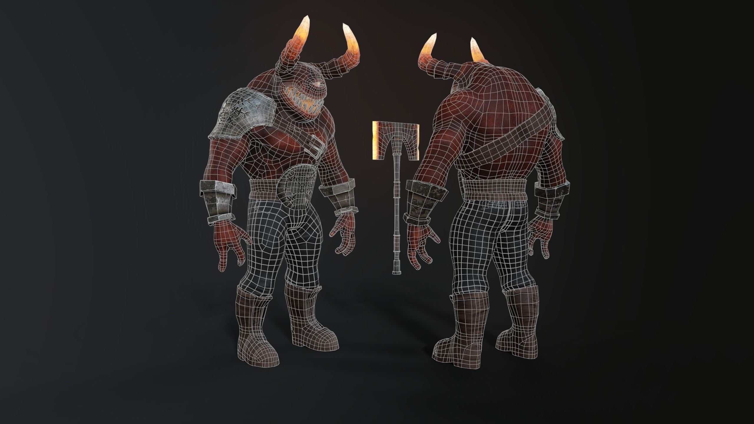 Hell Bull Low-poly 3D model_10