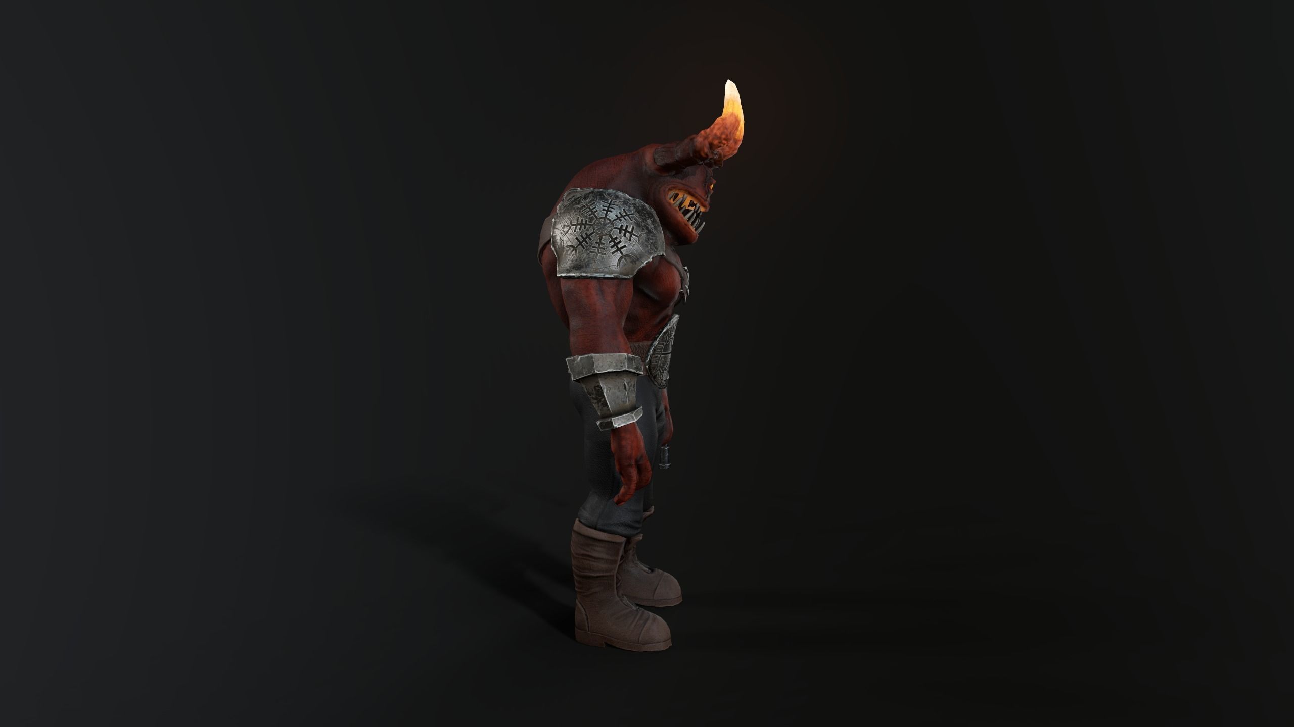 Hell Bull Low-poly 3D model_5