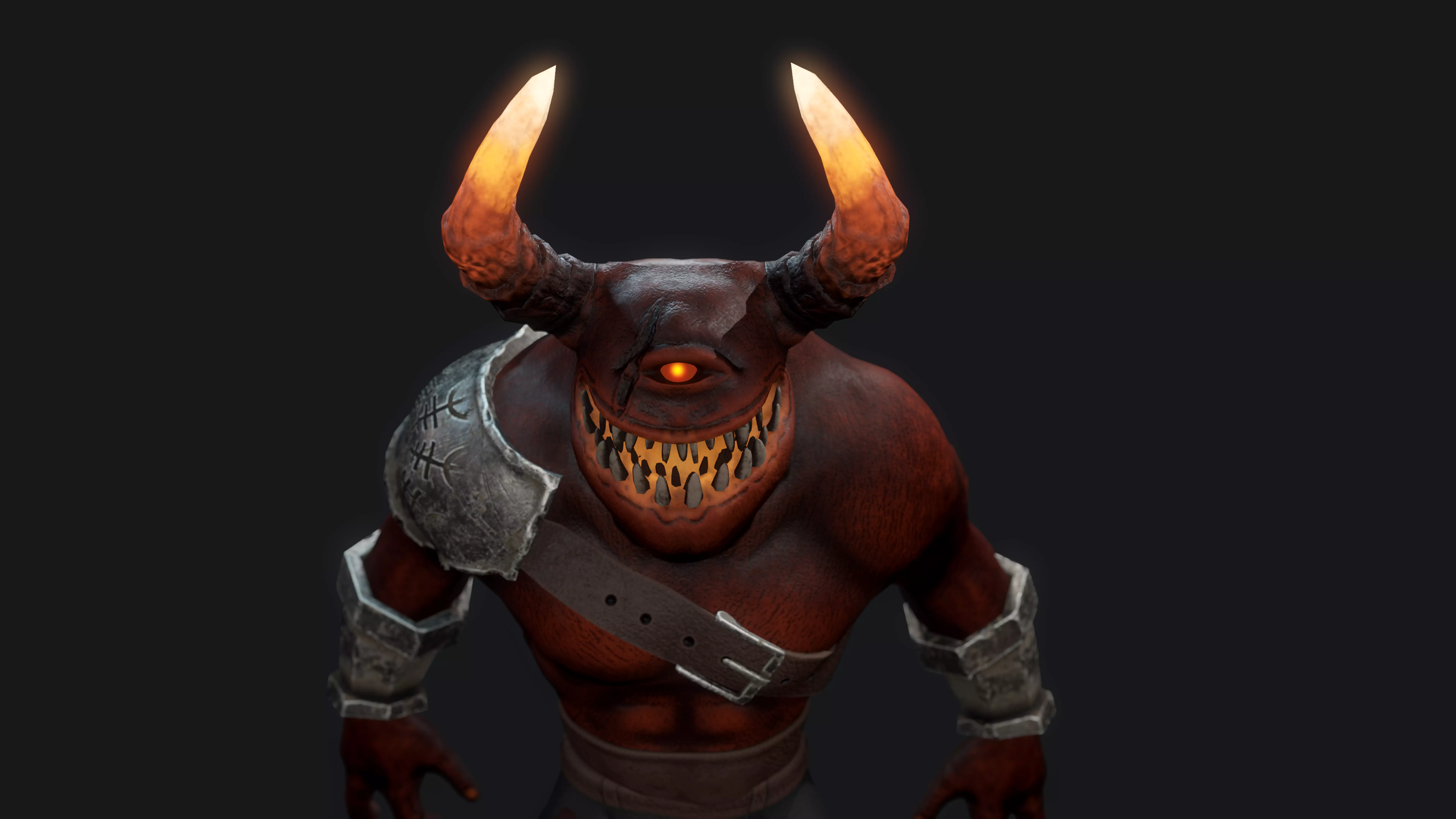 Hell Bull Low-poly 3D model_0