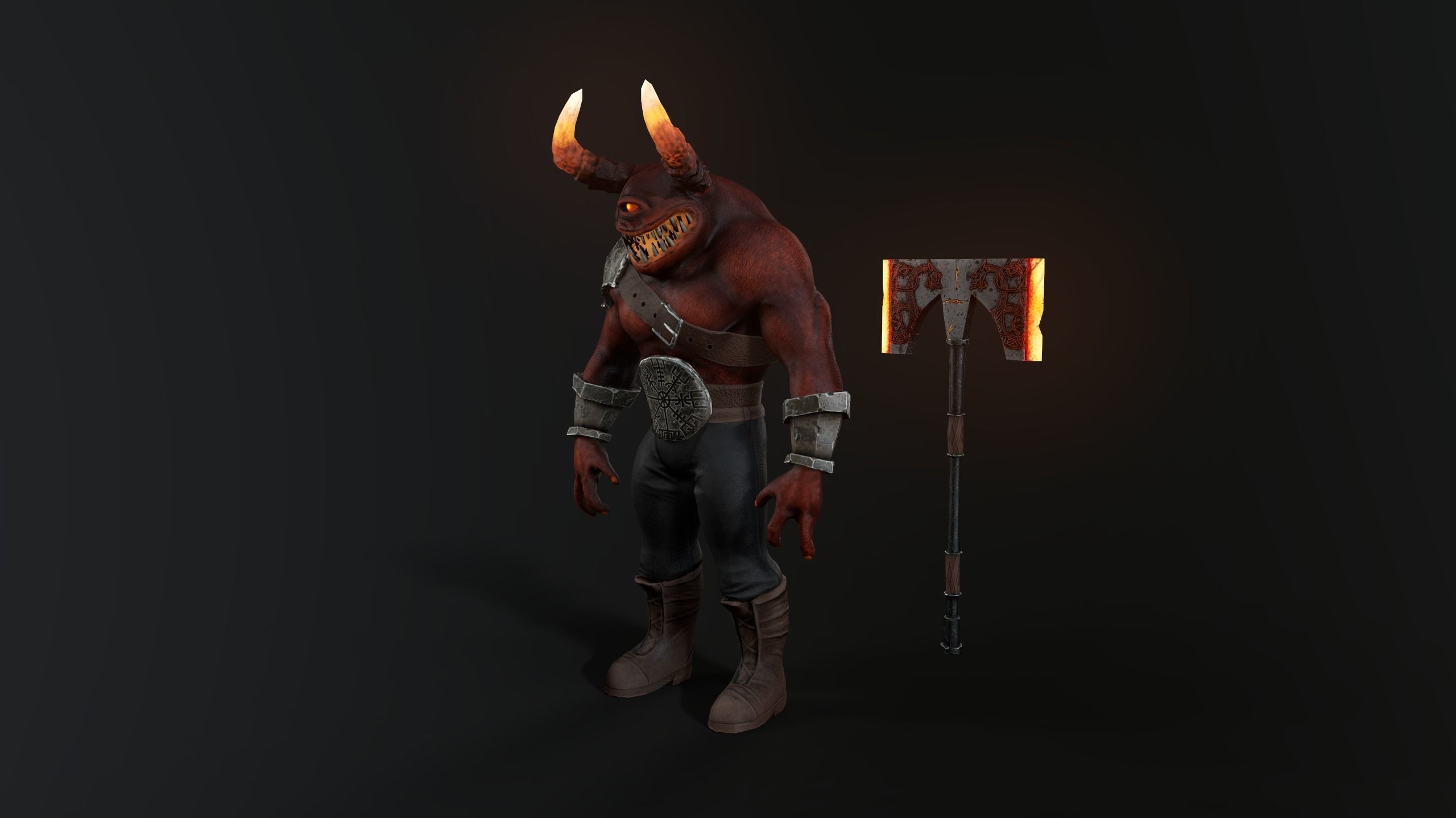Hell Bull Low-poly 3D model_7