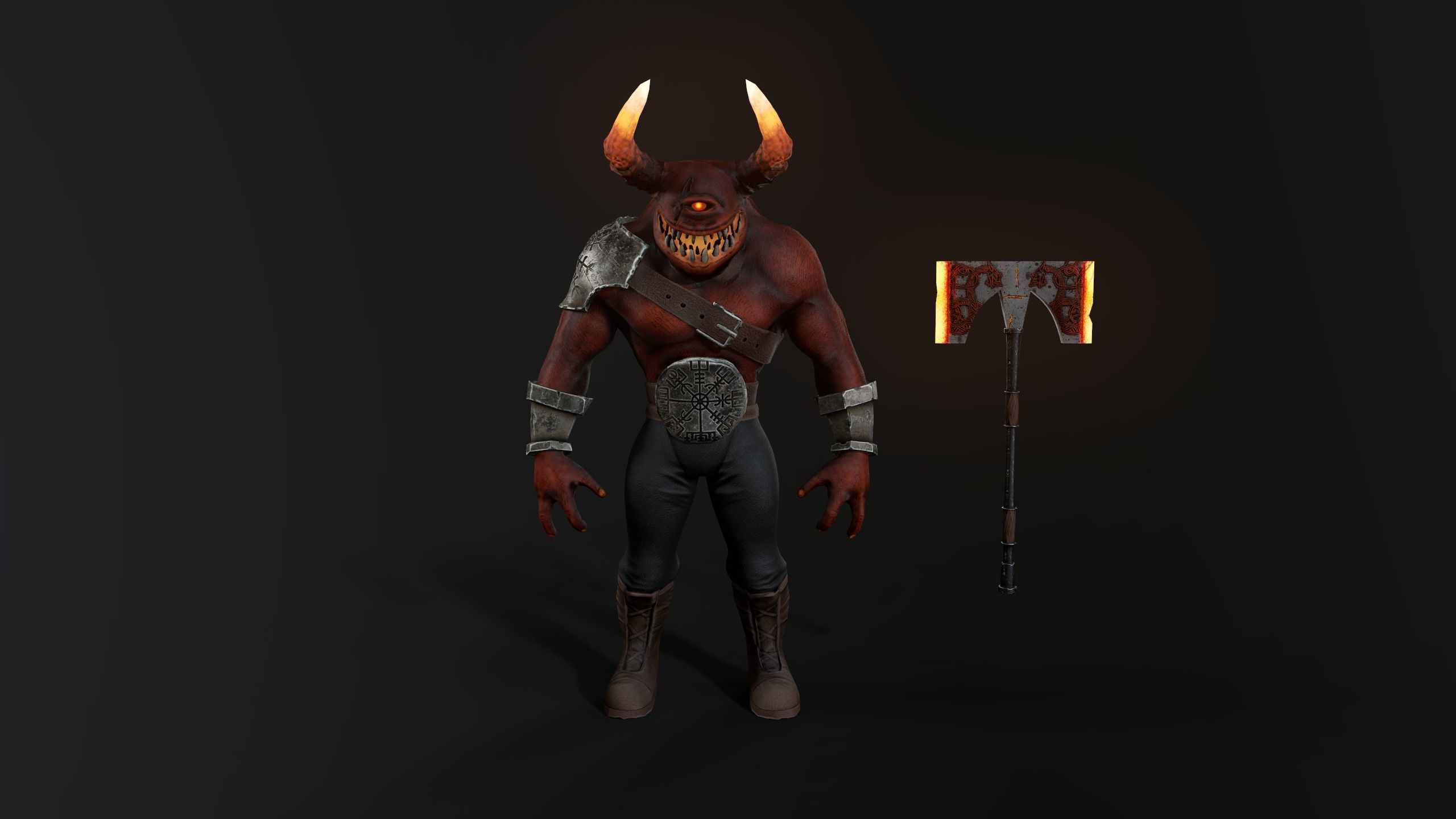 Hell Bull Low-poly 3D model_3