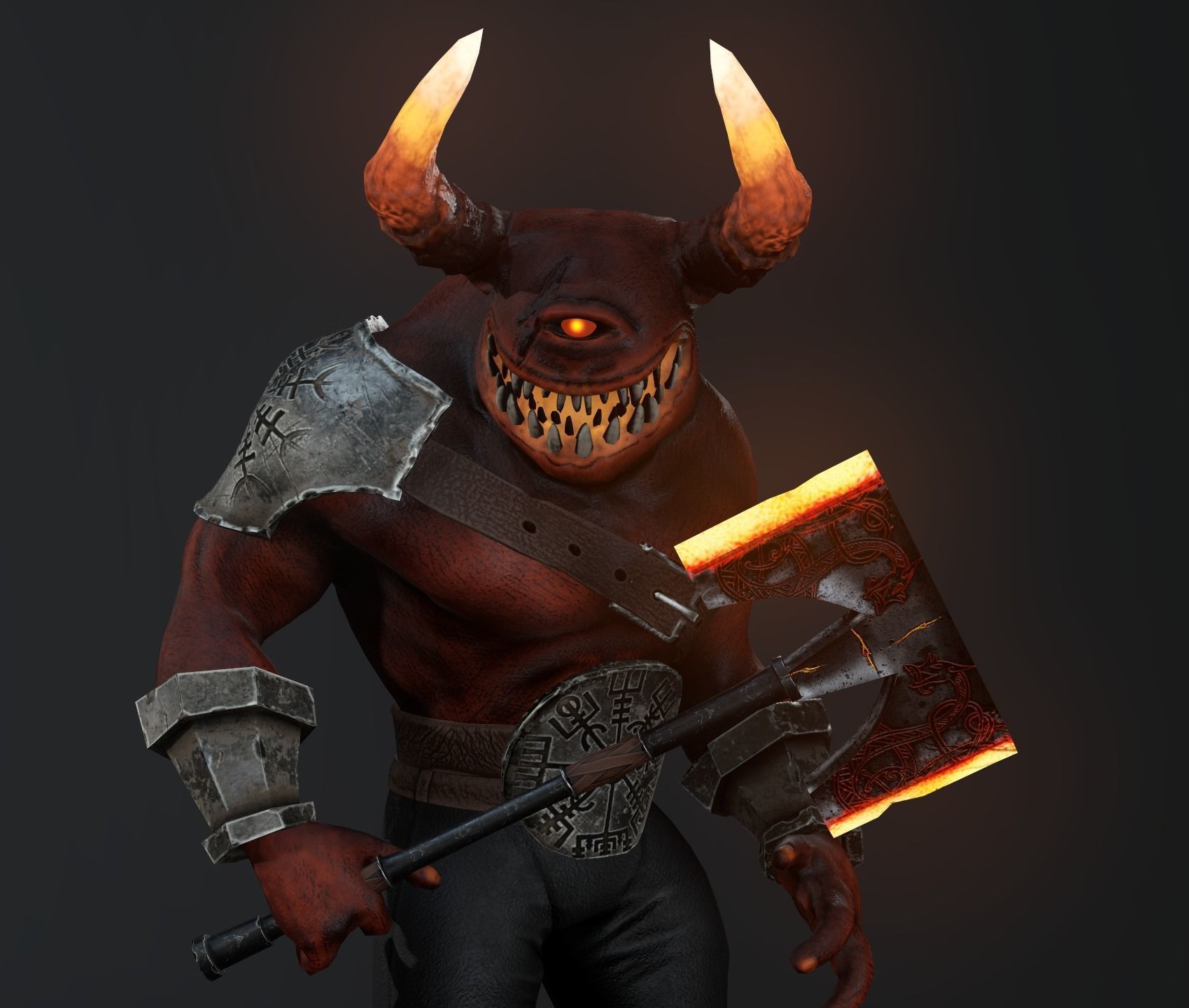 Hell Bull Low-poly 3D model_1