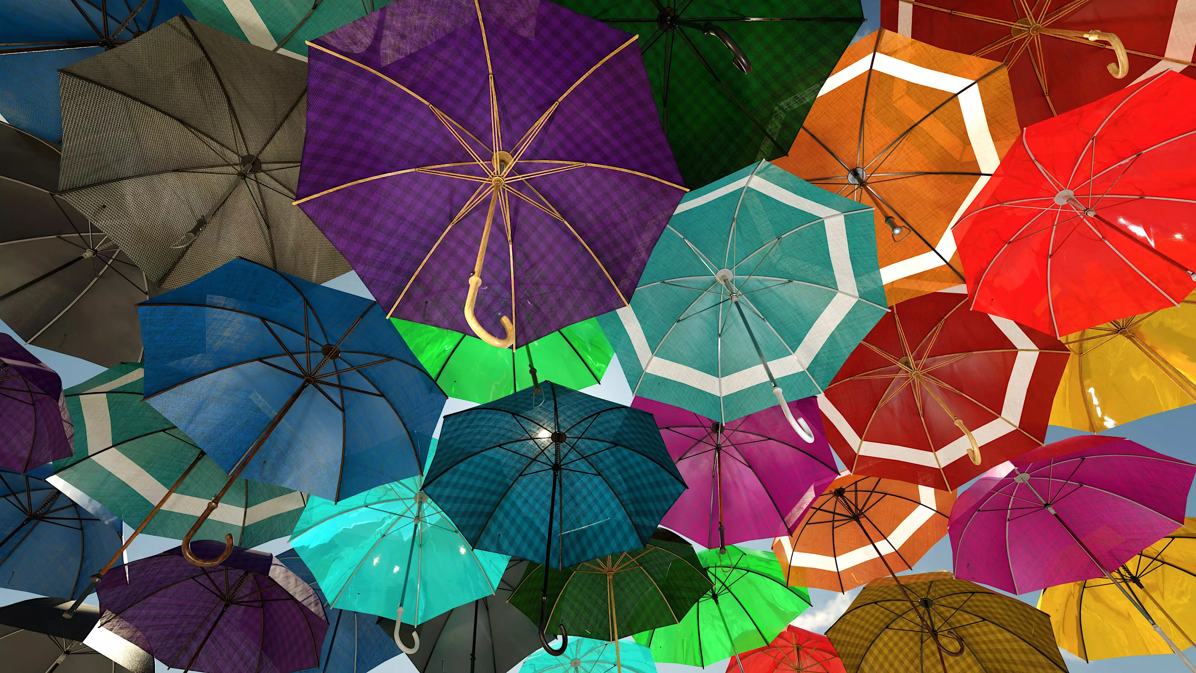 Umbrella collection Low-poly 3D model