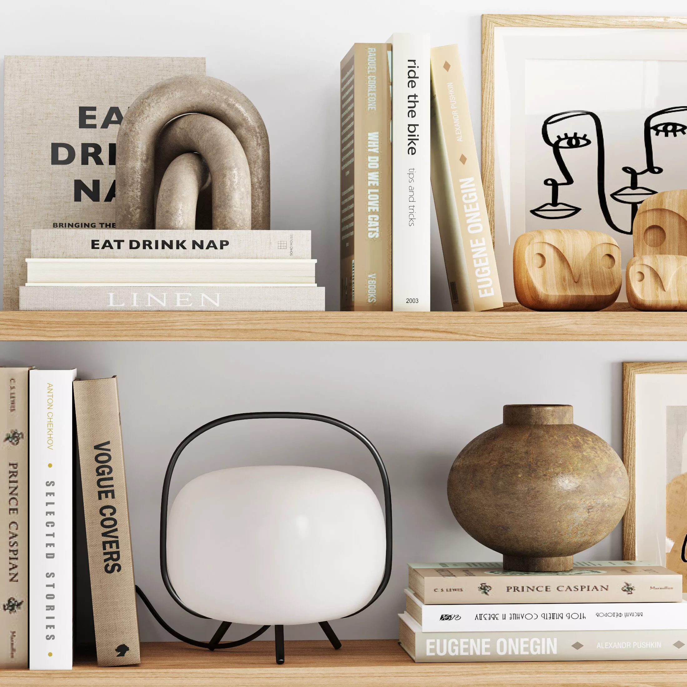 Decorative set shabby chic bookshelves 3D model