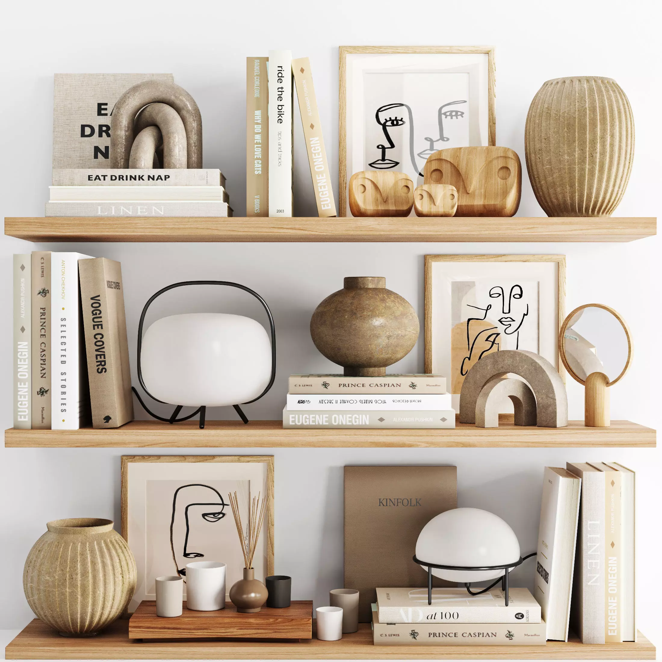 Decorative set shabby chic bookshelves 3D model_0