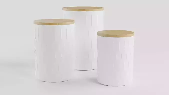 Kitchen Canister Set 09 Scandinavian White - Storage