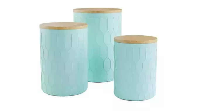 Kitchen Canister Set 09 Scandinavian Aqua - Storage 3D model