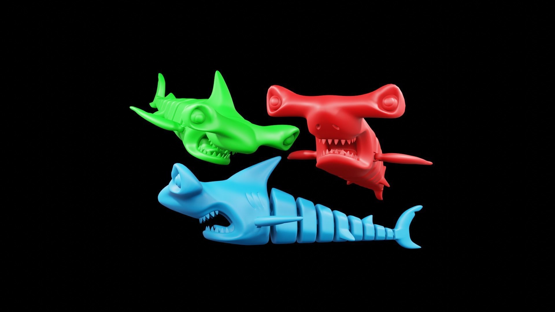 SHARK HAMMERHEARD FLEX TOY Print 3d - Blender 3d Free 3D print model_8