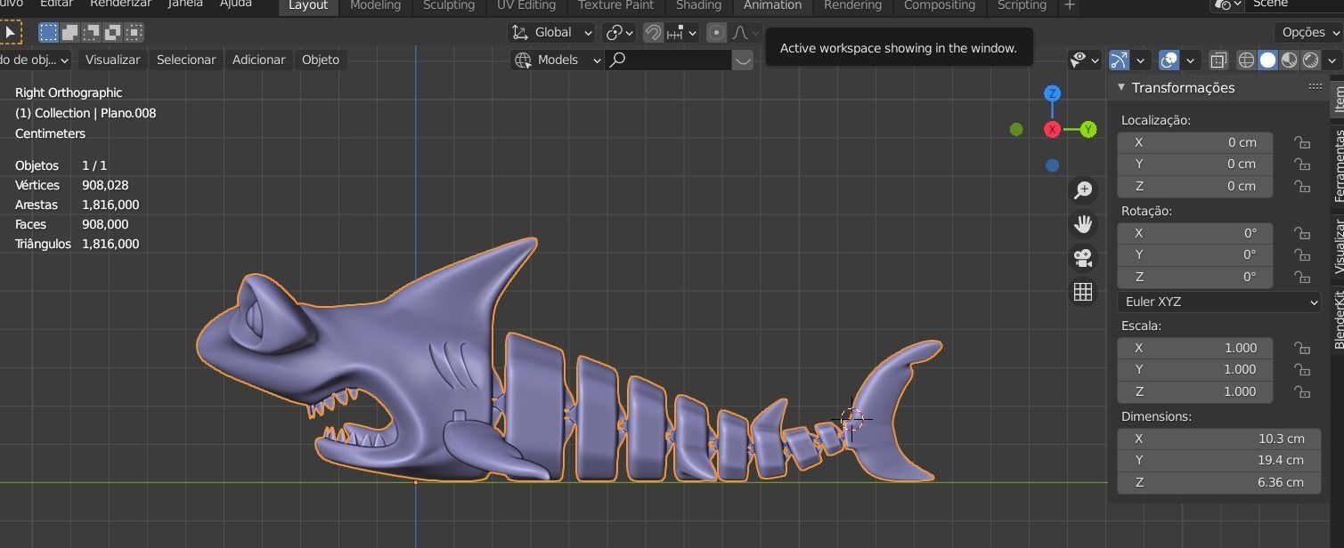 SHARK HAMMERHEARD FLEX TOY Print 3d - Blender 3d Free 3D print model_11