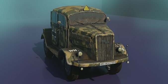 Opel Blitz truck - V2 rocket typ with cammo 3D model
