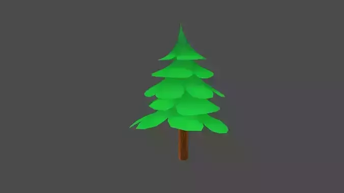 Spruce low poly 3d model pine tree