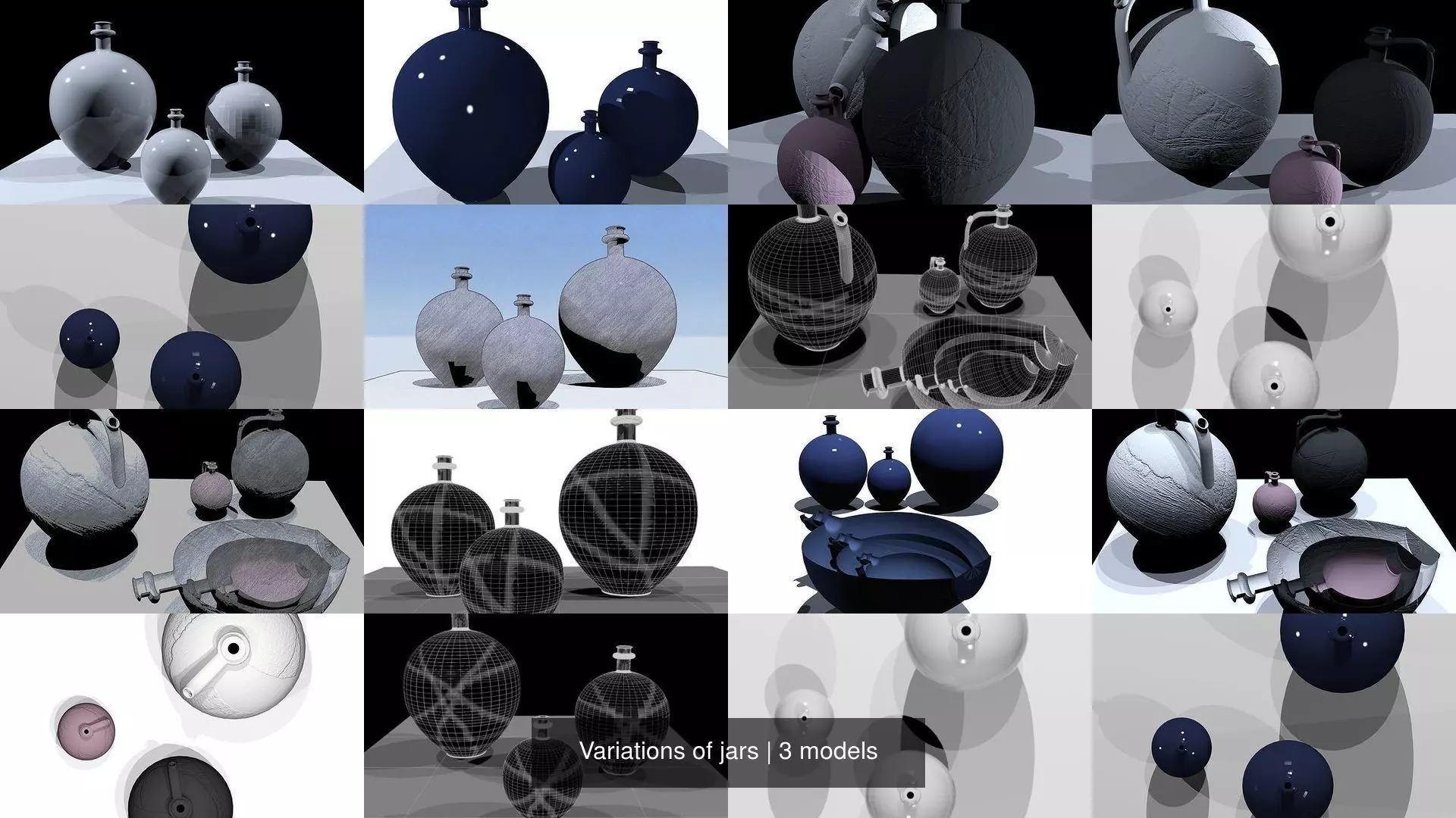 Variations of jars 3D Model Collection_0