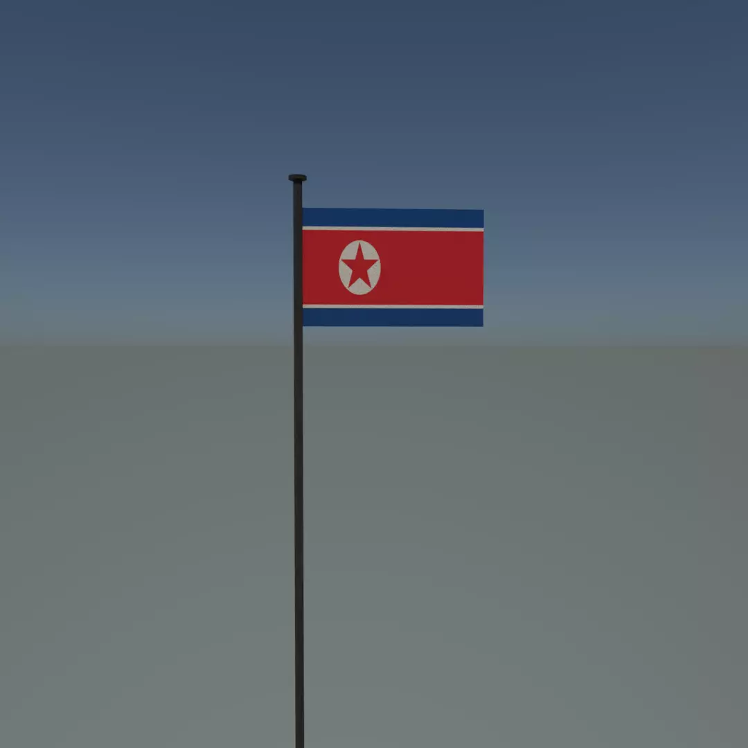 North korea flag Free low-poly 3D model