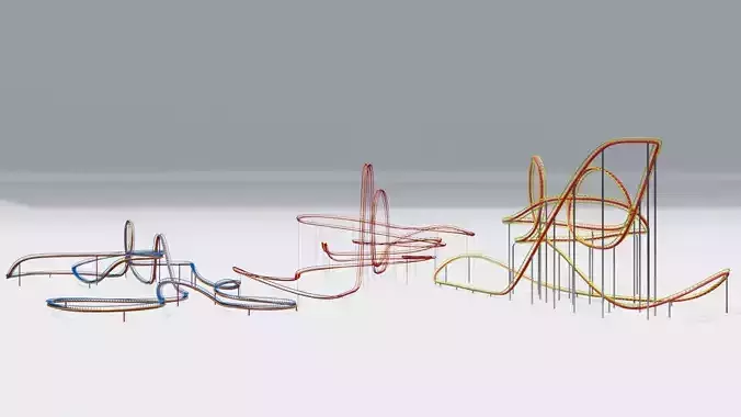 Three Rollercoaster 3D Model Collection