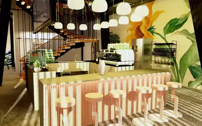 Coffee Interior Shop - Modern Coffee Shop 3D model
