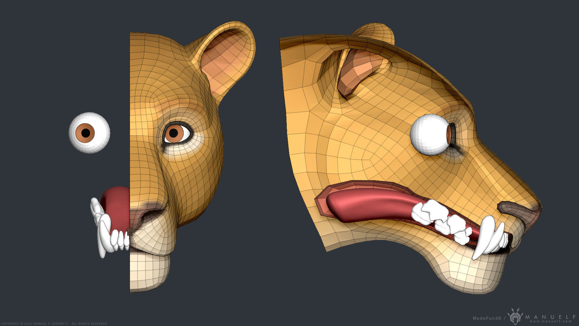 Stylized Cartoon Lion 3D model_13