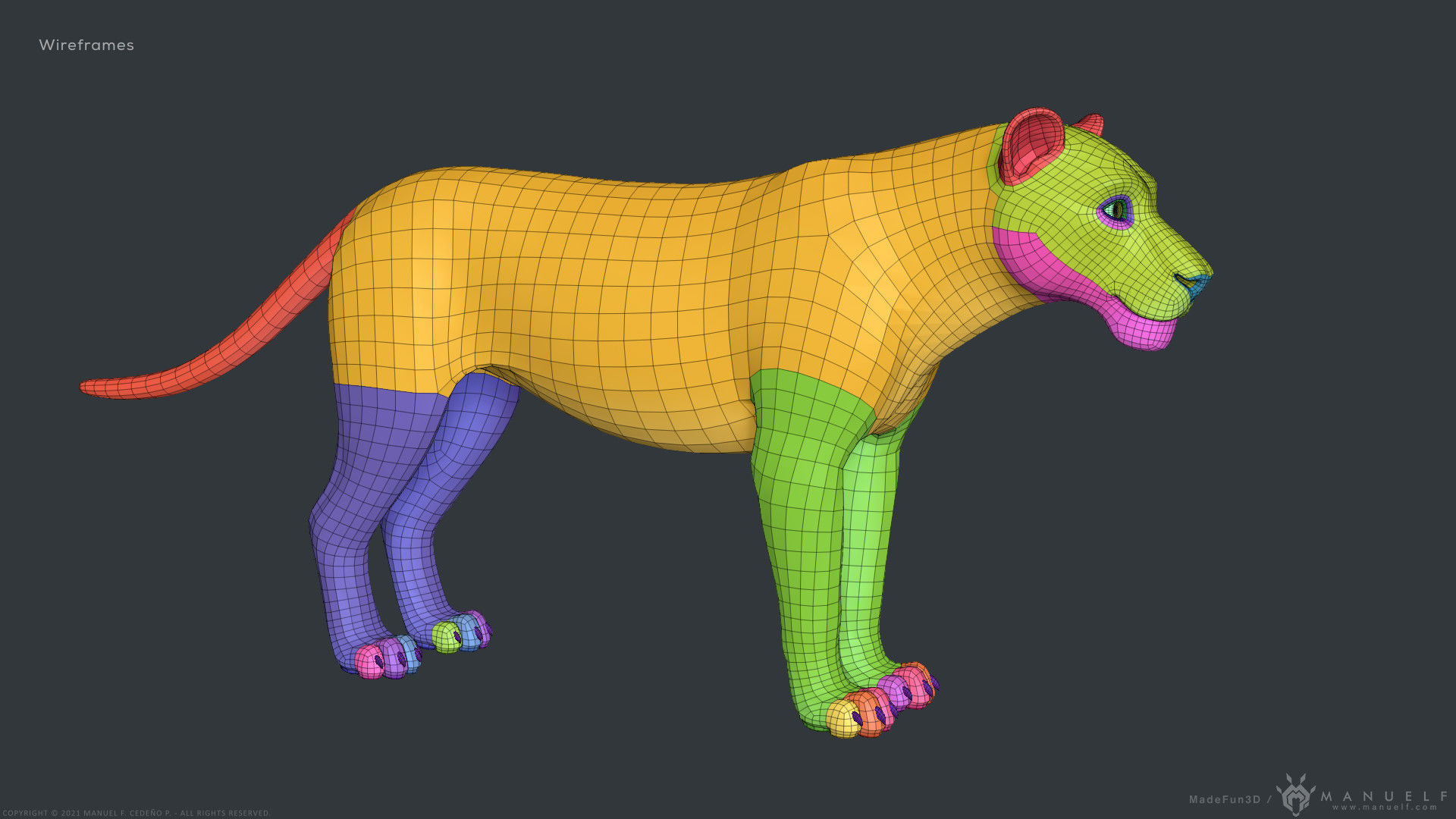 Stylized Cartoon Lion 3D model_16