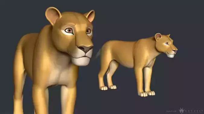 Stylized Cartoon Lion 3D model