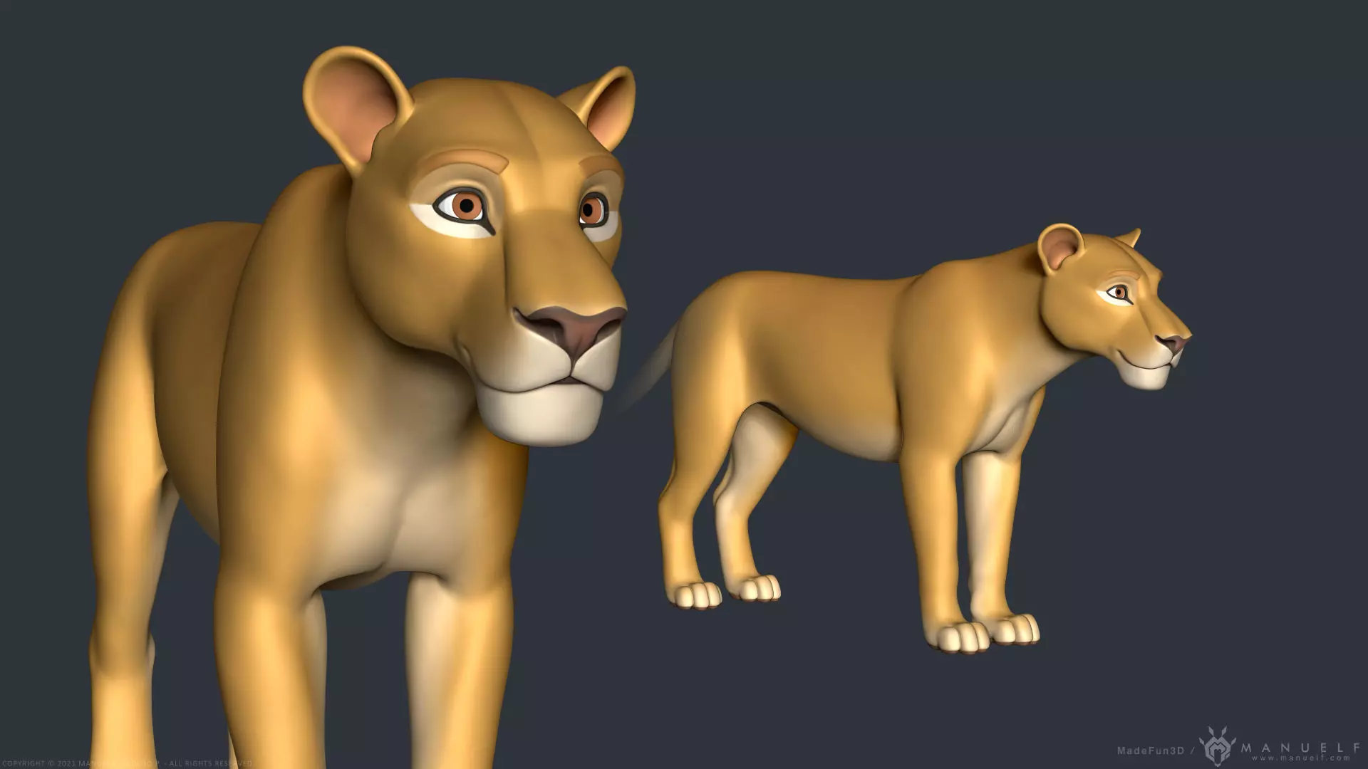 Stylized Cartoon Lion 3D model_0